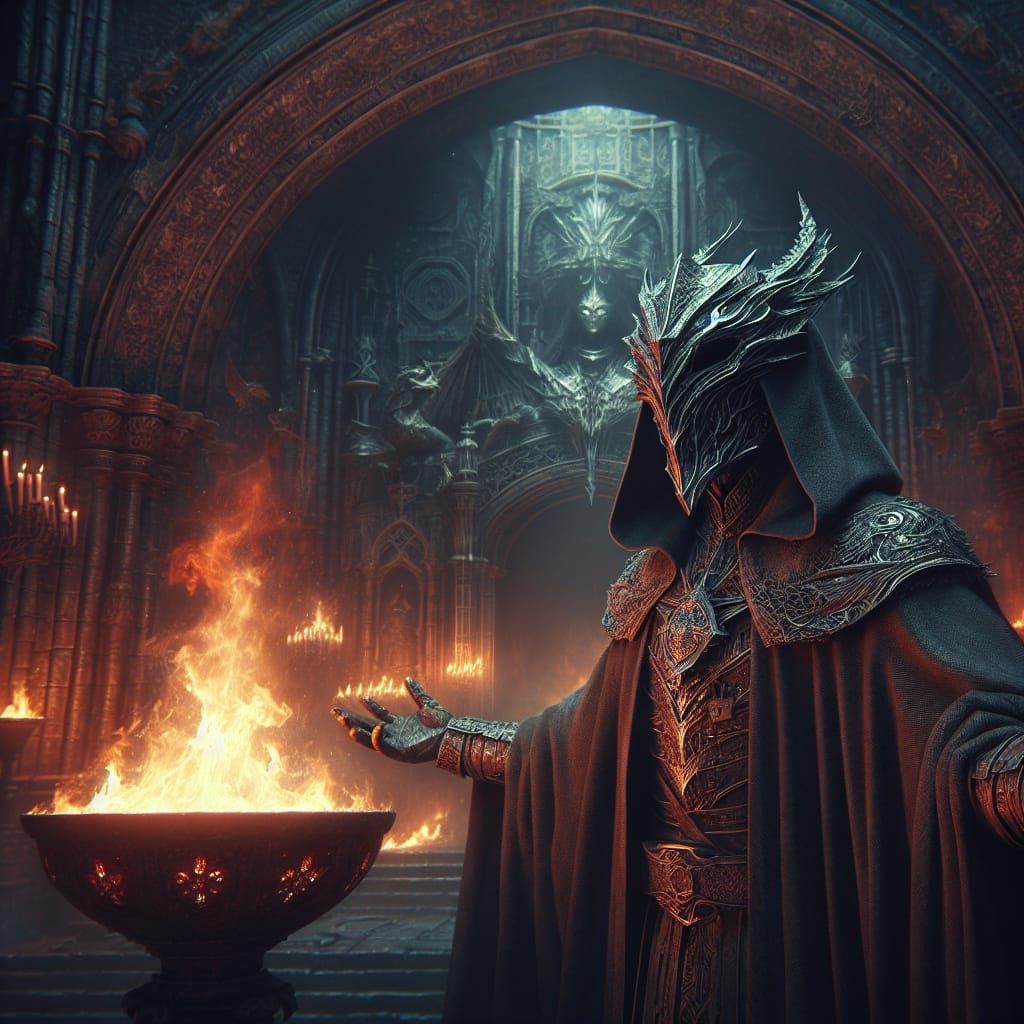 Dragon Priest in Dark Fantasy Scene
