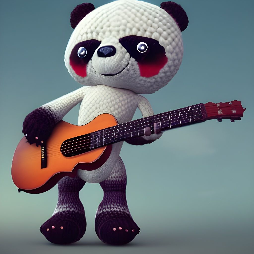 Adorable Panda Guitarist Digital Illustration