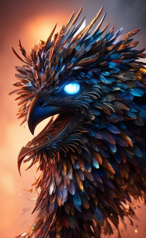 Hyperdetailed Crow Portrait with Marbling and Oil Effects