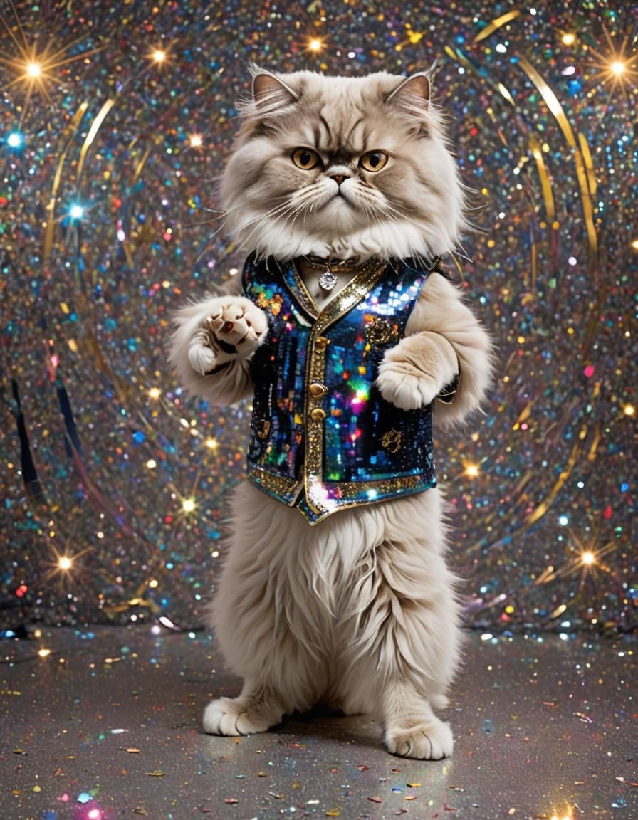 Anthromorphic persian cat disco dancer