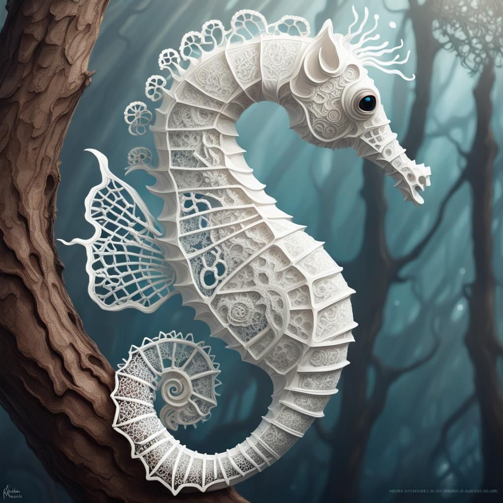 Lace white seahorse