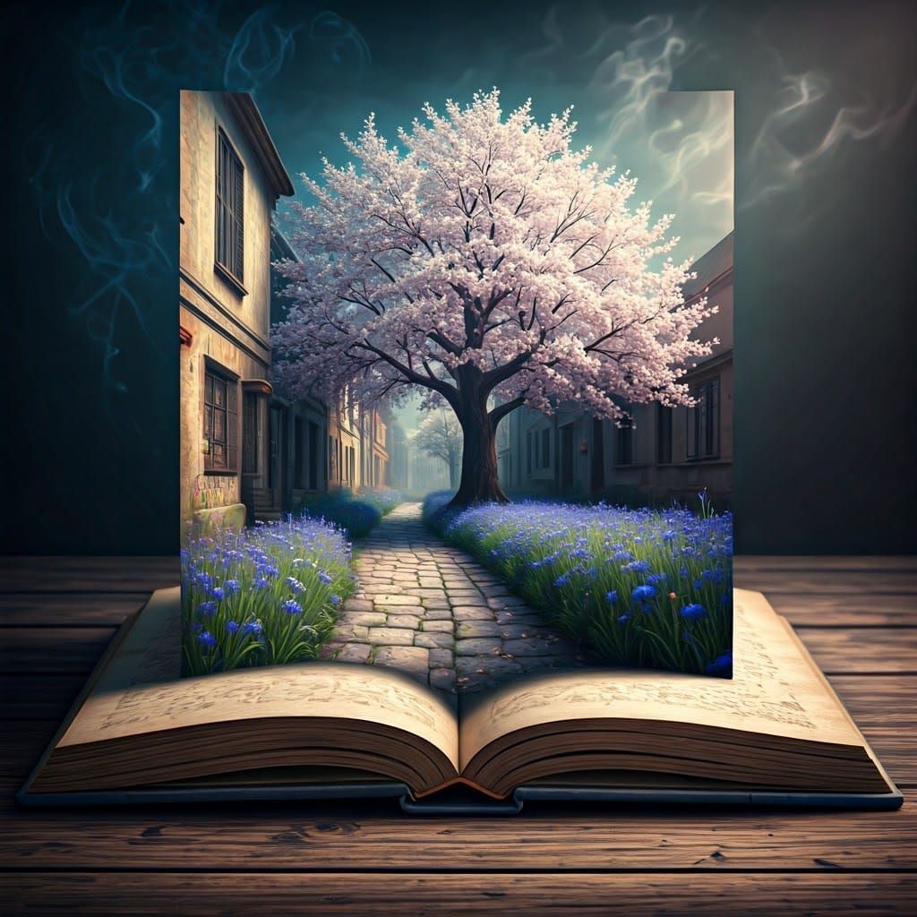 Ethereal Masterpiece Blooms on Ancient Manuscript Page