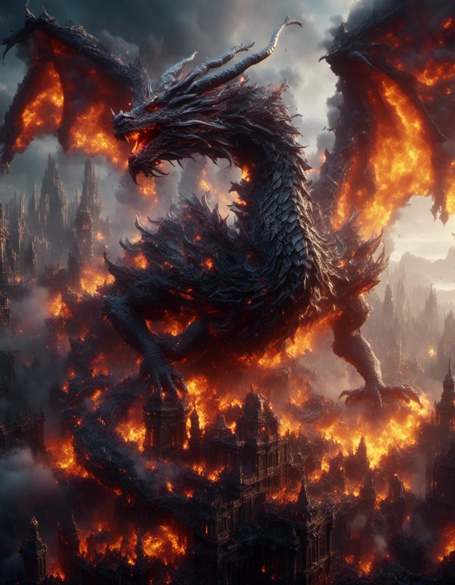 Dragon Destroys the city