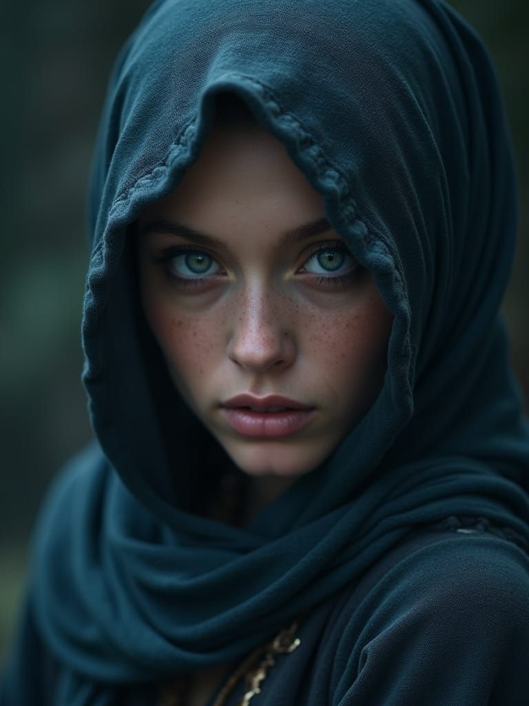 Beautiful Women, wearing loincloth and veil covering face, r...