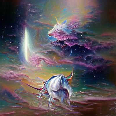 Cosmic Unicorn Oil Painting by Gurney