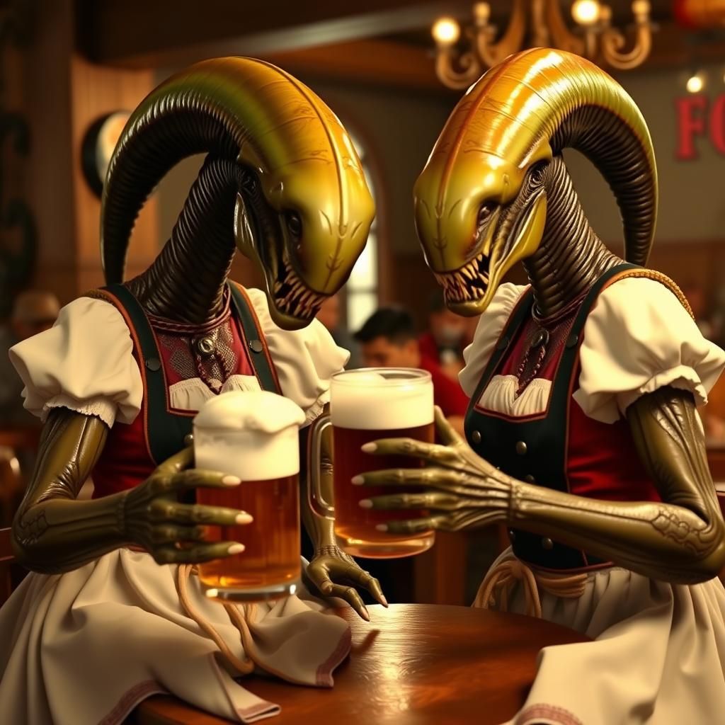 Xenomorph Aliens Celebrate Oktoberfest in Bavaria