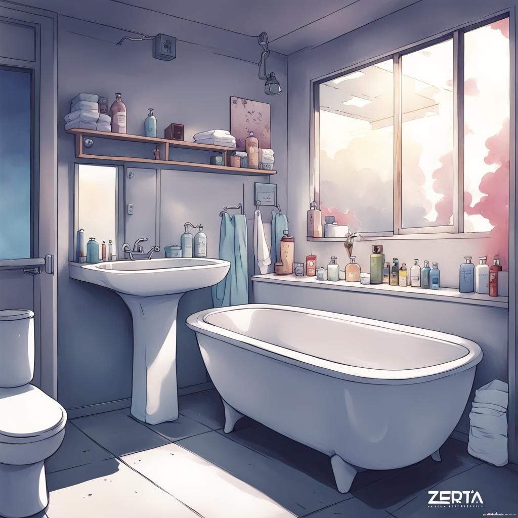 Relaxing in an Anime-Style Bathroom