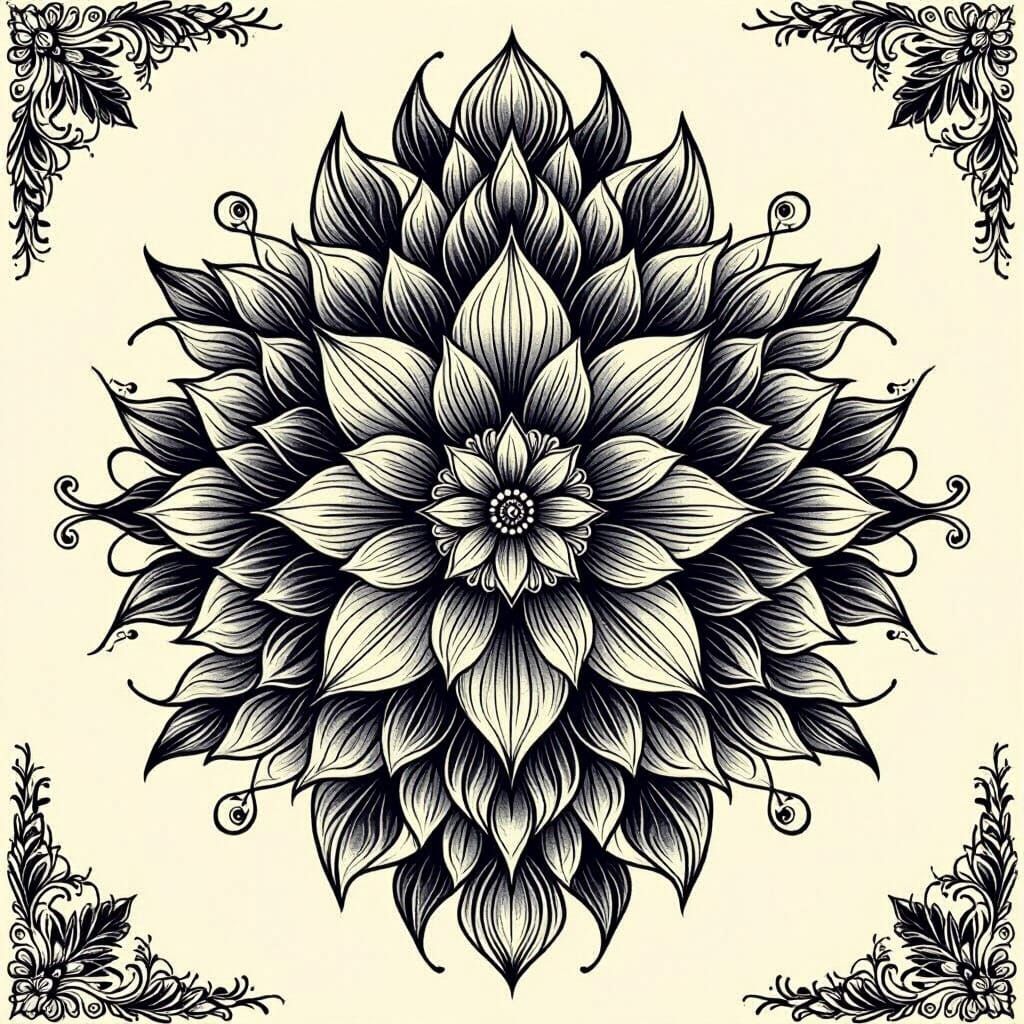 Hyacinth Flower with Sacred Geometry Tattoo Design