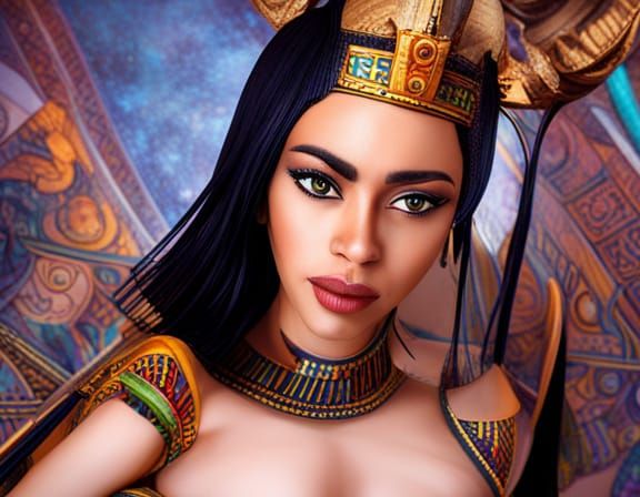 Cleopatra on Her Throne in Ancient Egypt