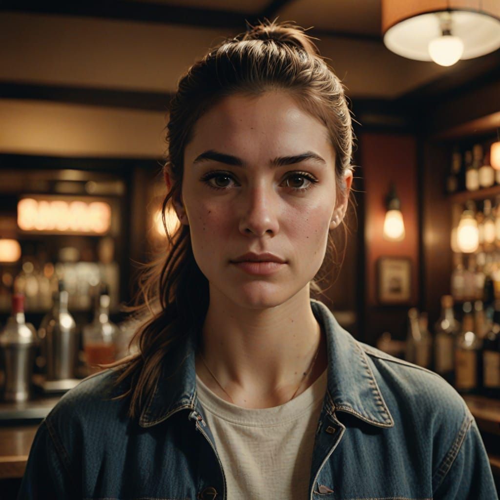 Hyperrealistic Portrait of a Young American Bartender
