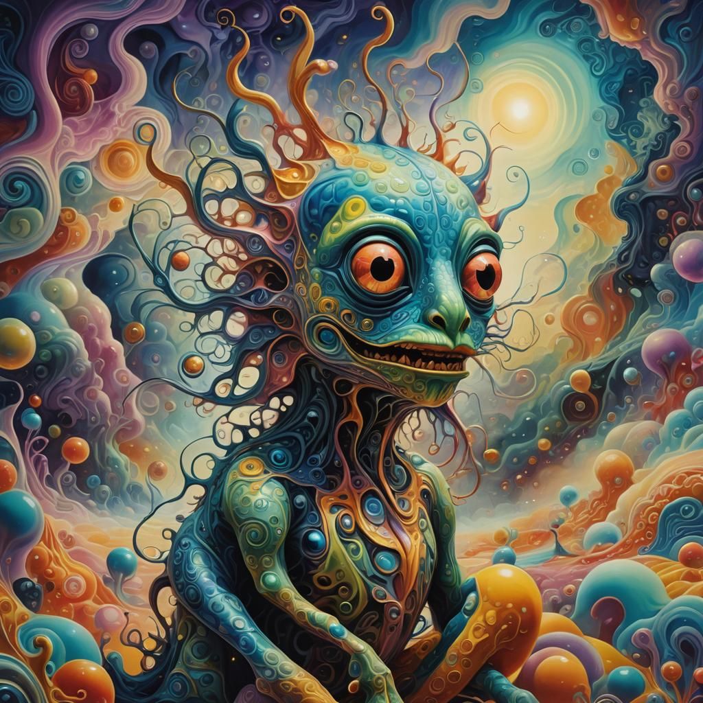 Psychedelic Creature in a Surreal Dreamscape