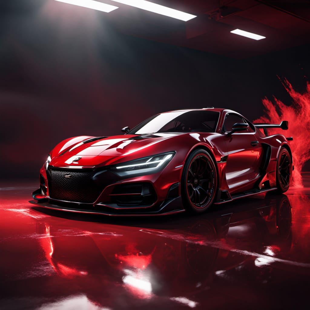 Customized Red Car with LED Lighting, WLOP Style