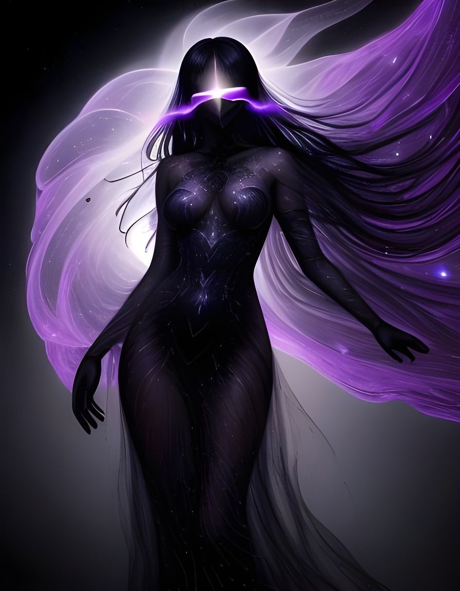 Ethereal Faceless Goddess in Action Painting Style