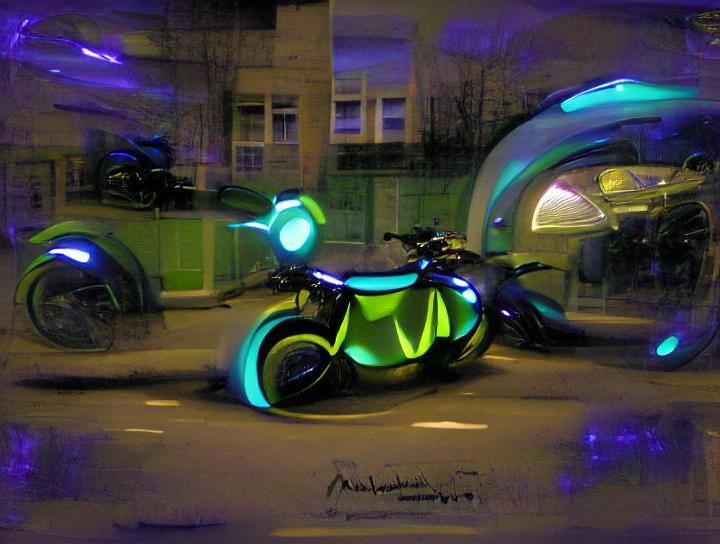 Futuristic Motorcycle with Phosphorescent Lights