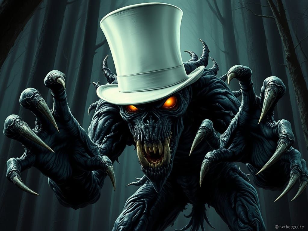 Wendigo Terrorizes Dark Woods with Sharp Talons and White To...