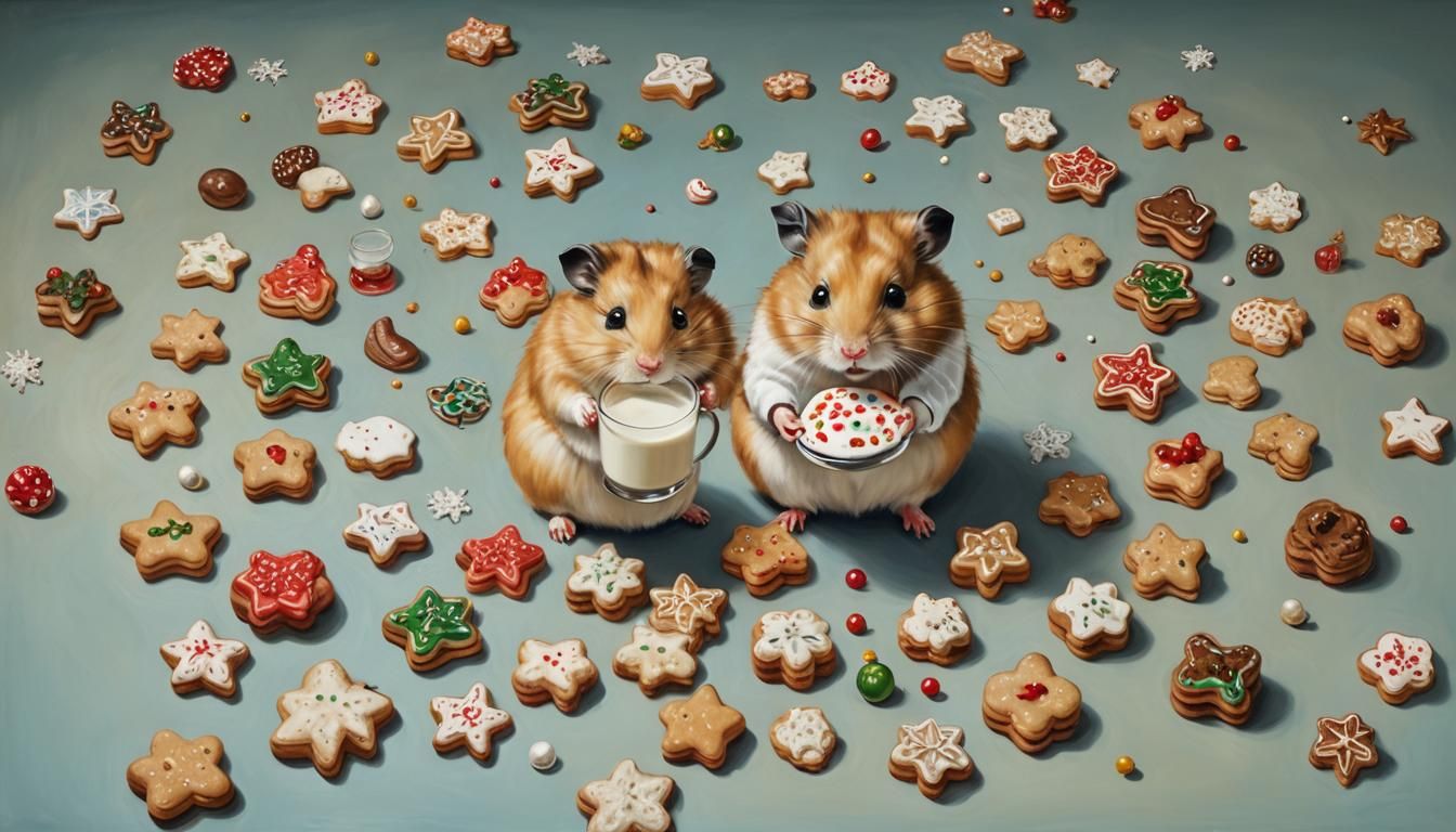 Hamster's Surreal Christmas Feast, Salvador Dali Style