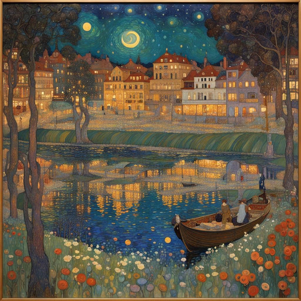 Art Nouveau Goddess in Golden Light