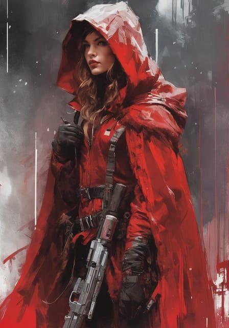 Little Red Riding Hood in Dark Enchanted Forest