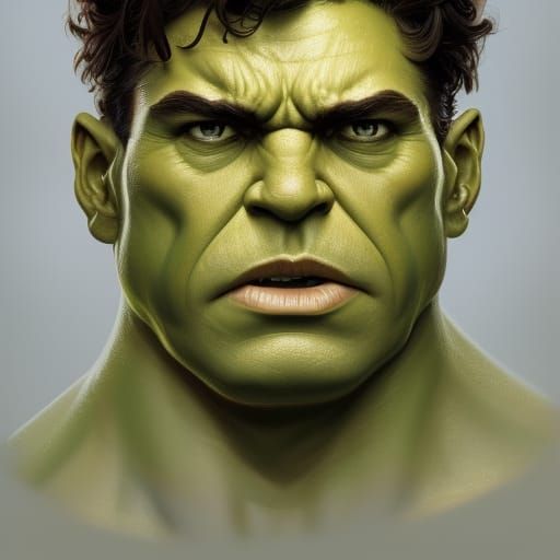 Hulk Portrait in Hyperdetailed Splash Art Style