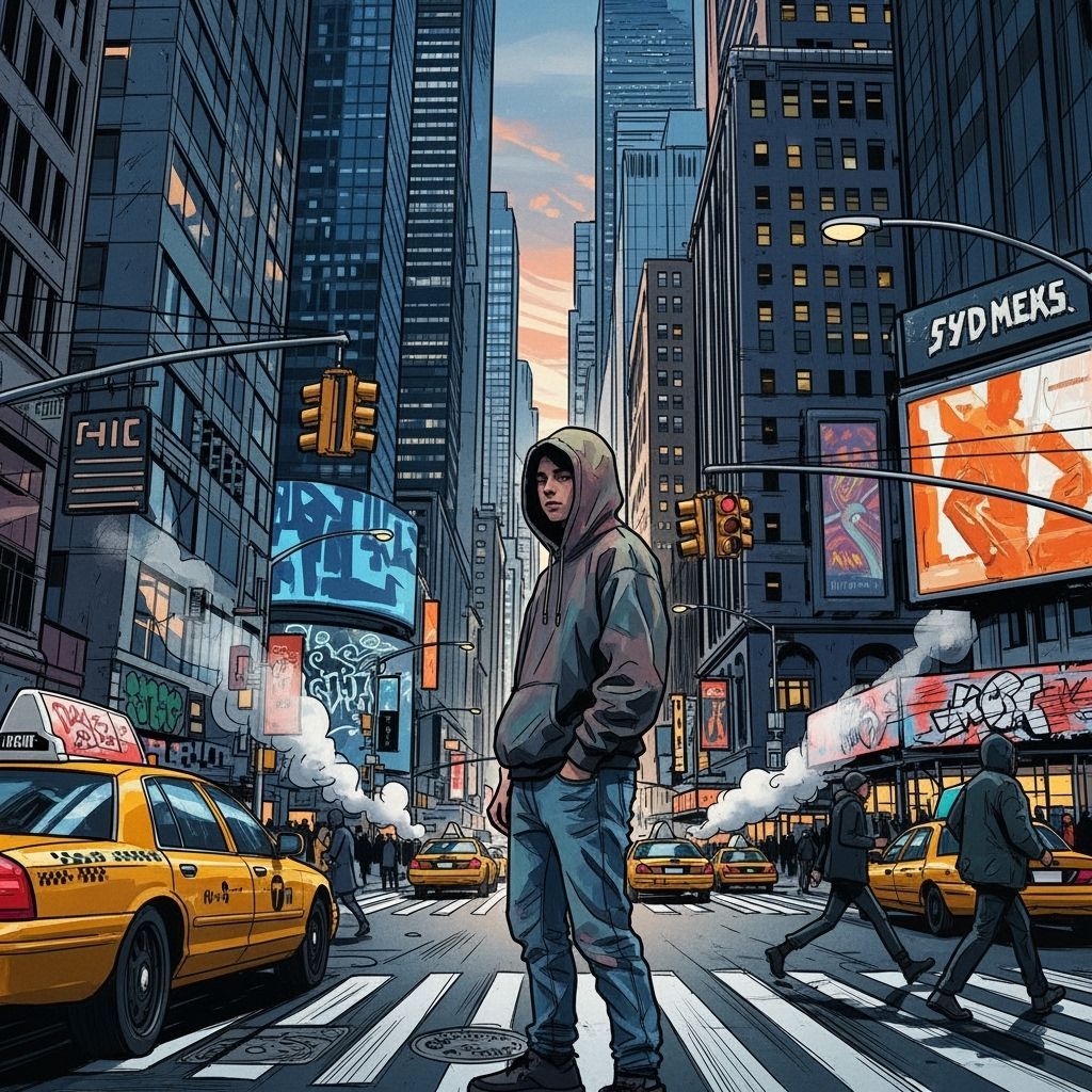 Manhattan Street Scene in Ash Thorp Style