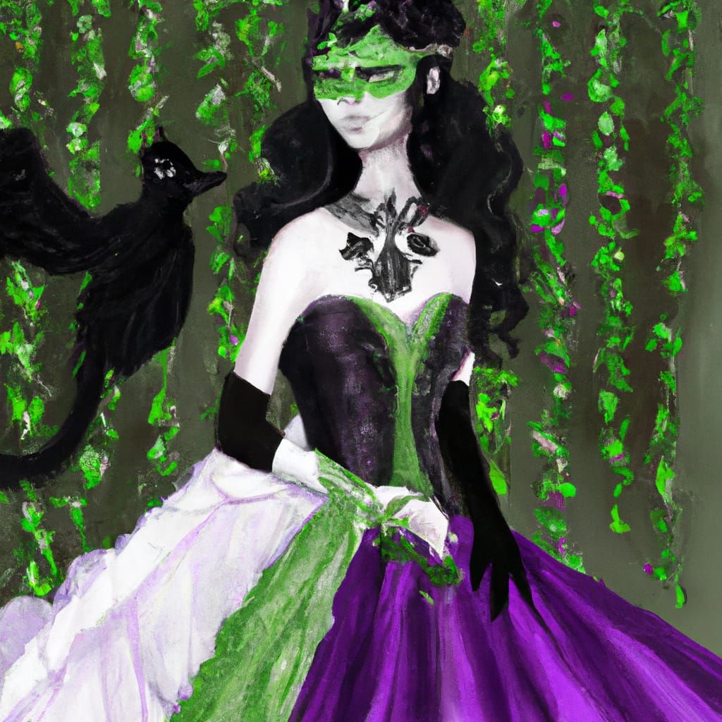 Dryad in Masquerade Mask and Wedding Dress