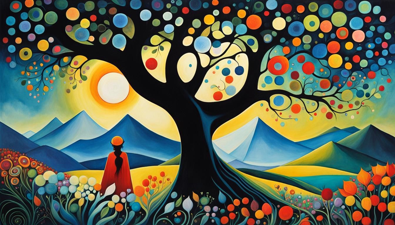 Iridescent Fantasy Landscape Gouache Painting