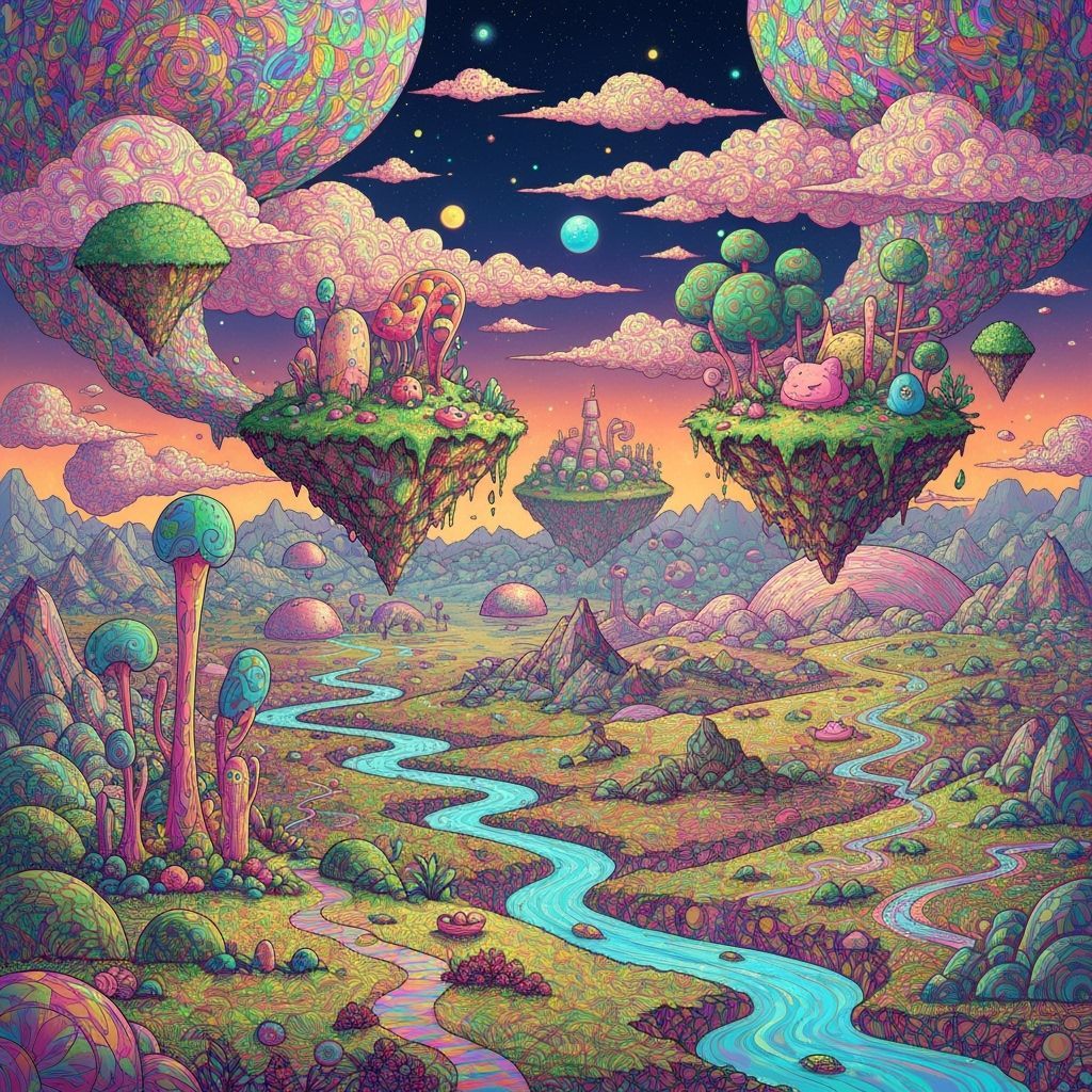 Dreamlike Abstract Landscape in Vibrant Colors