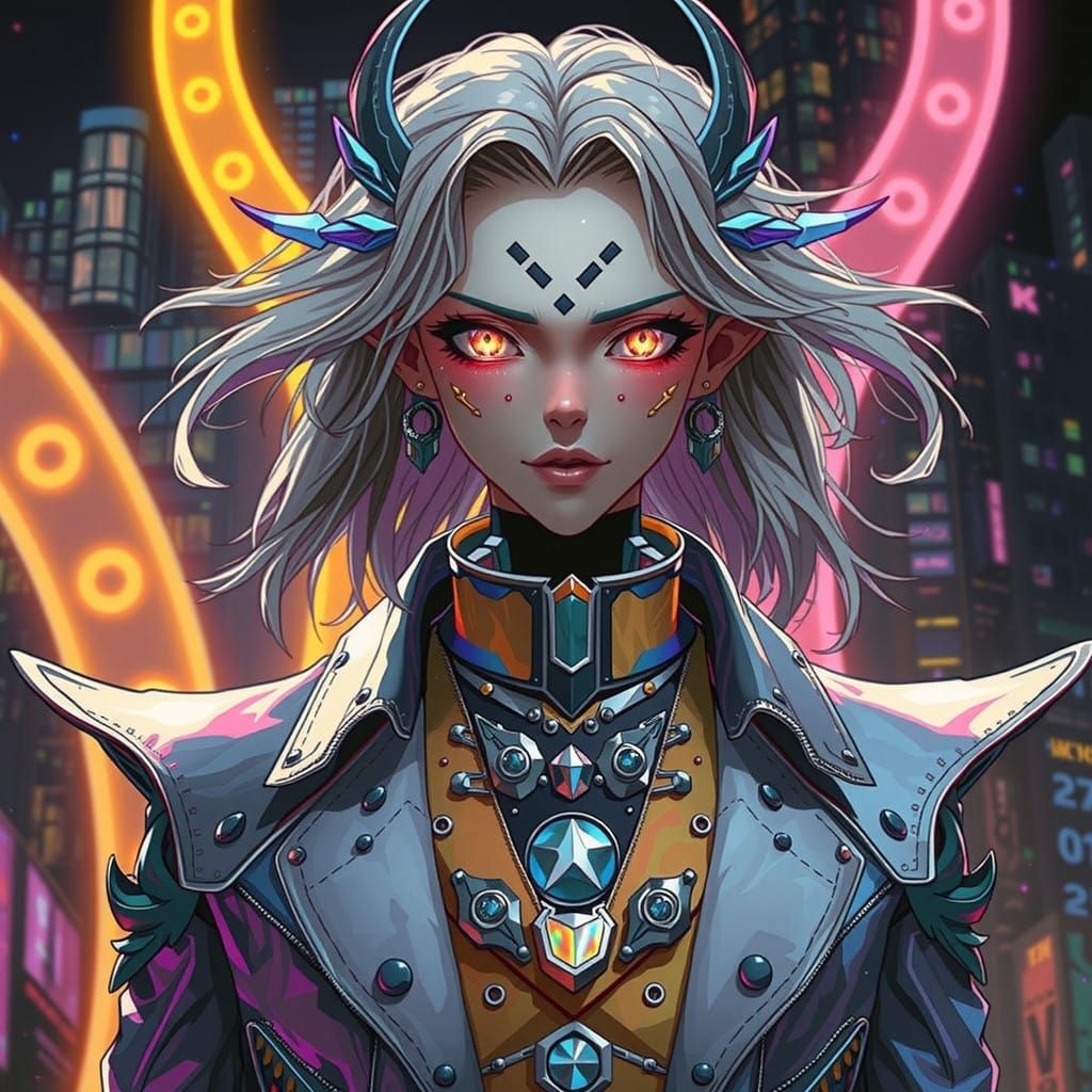 Mystical Fae in Cyberpunk Dreamscape