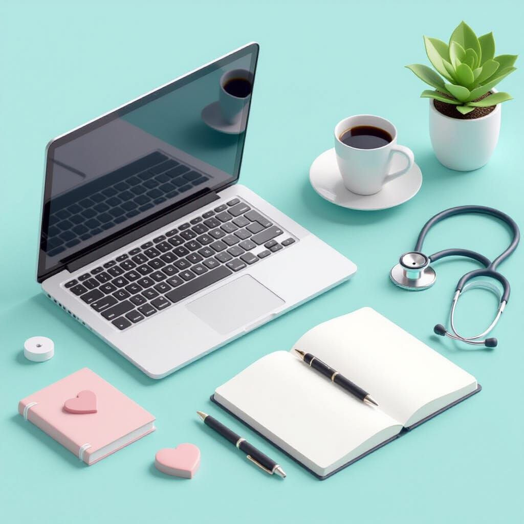 Minimalist Health & Wellness Workspace Flat-Lay
