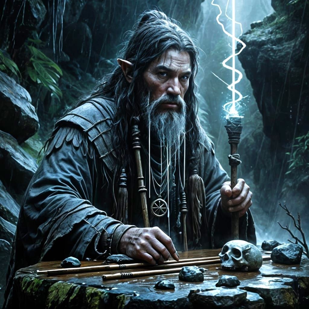 Mystic Wizard Miner in a Cave Sanctuary