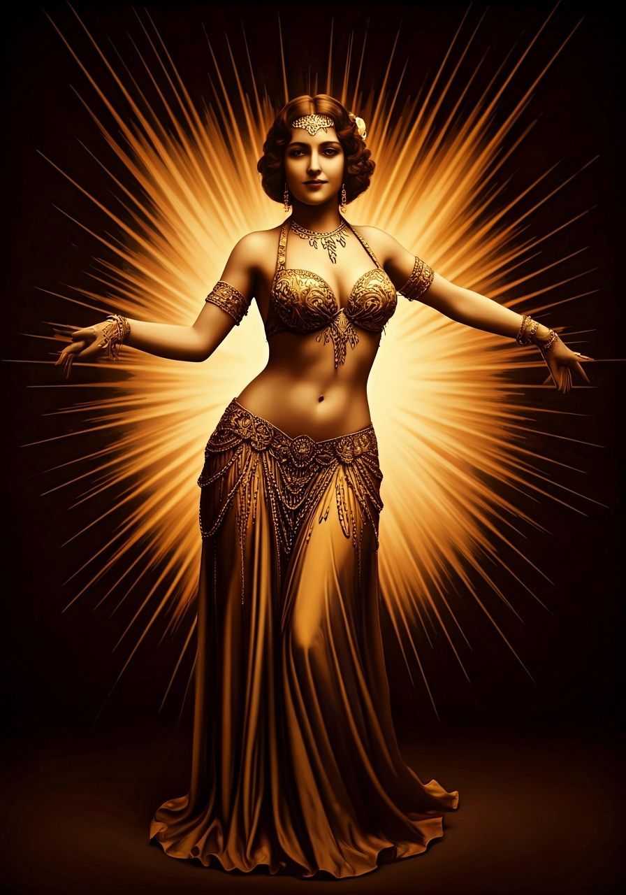 1920s Belly Dancer in Opulent Costume, Hyperrealistic Concep...