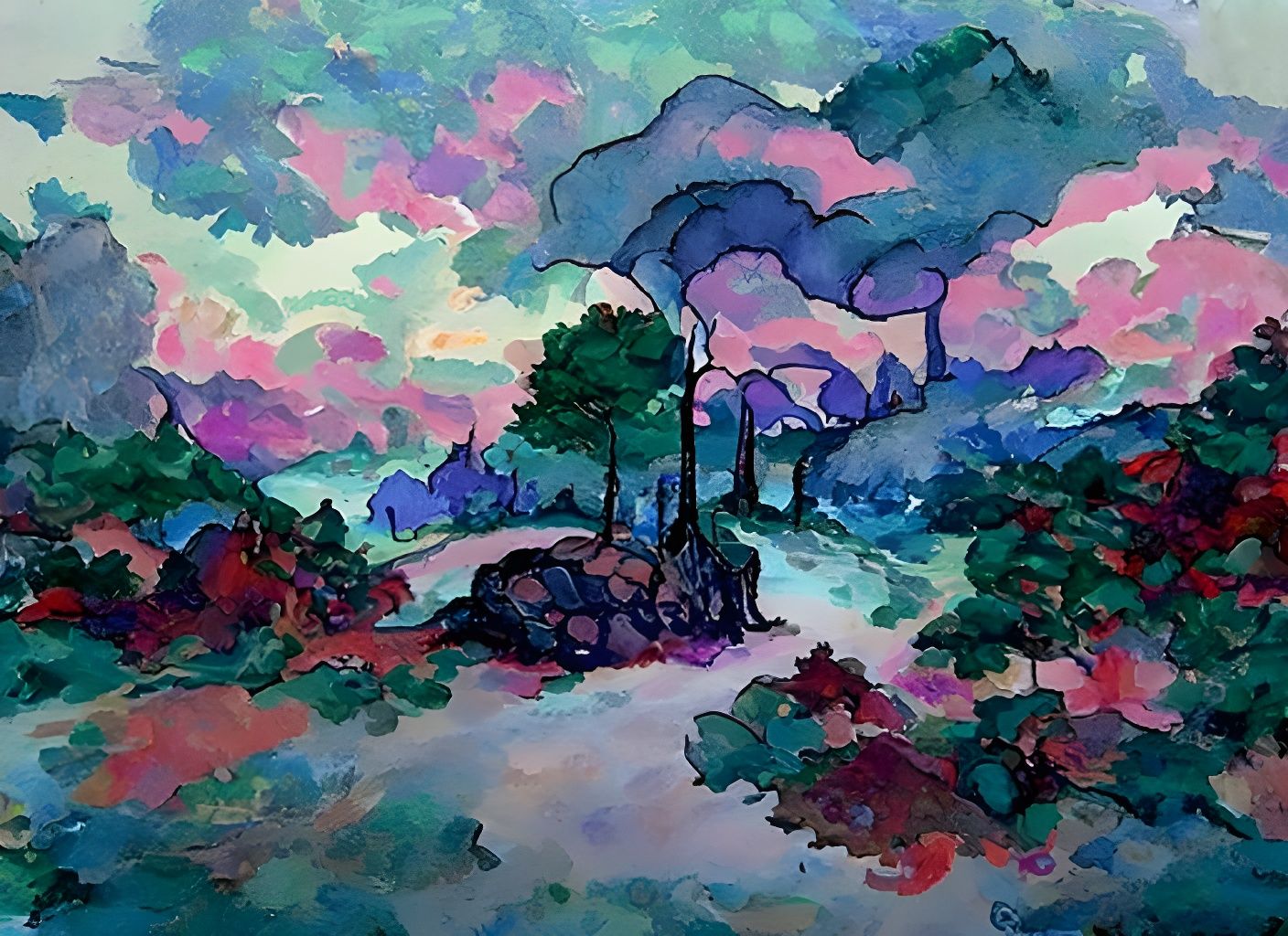 Gloomy Forest: A Cel-Shaded Fantasy Illustration