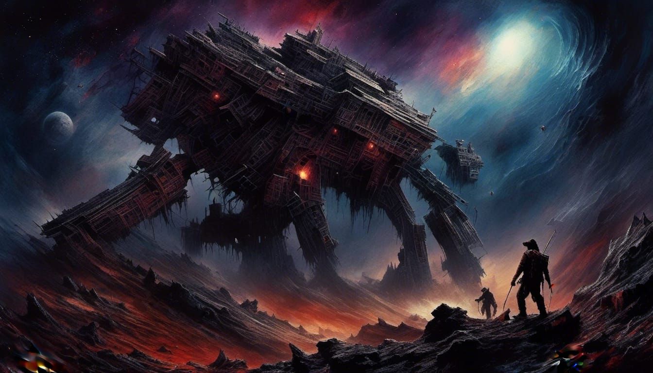 Eerie Cosmic Horror Masterpiece with Deep Background