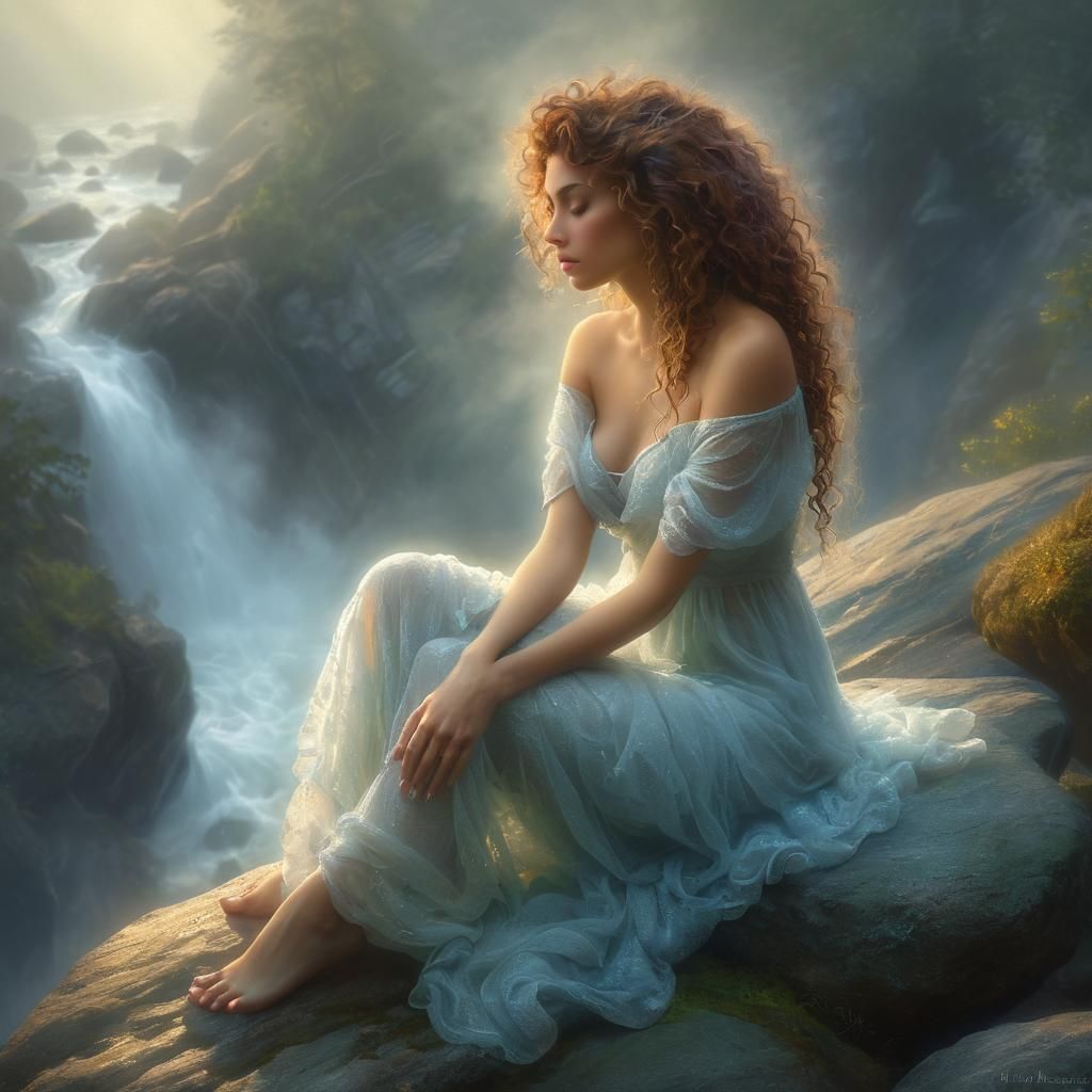 Sensuous Woman in Ethereal Fantasy Art Style