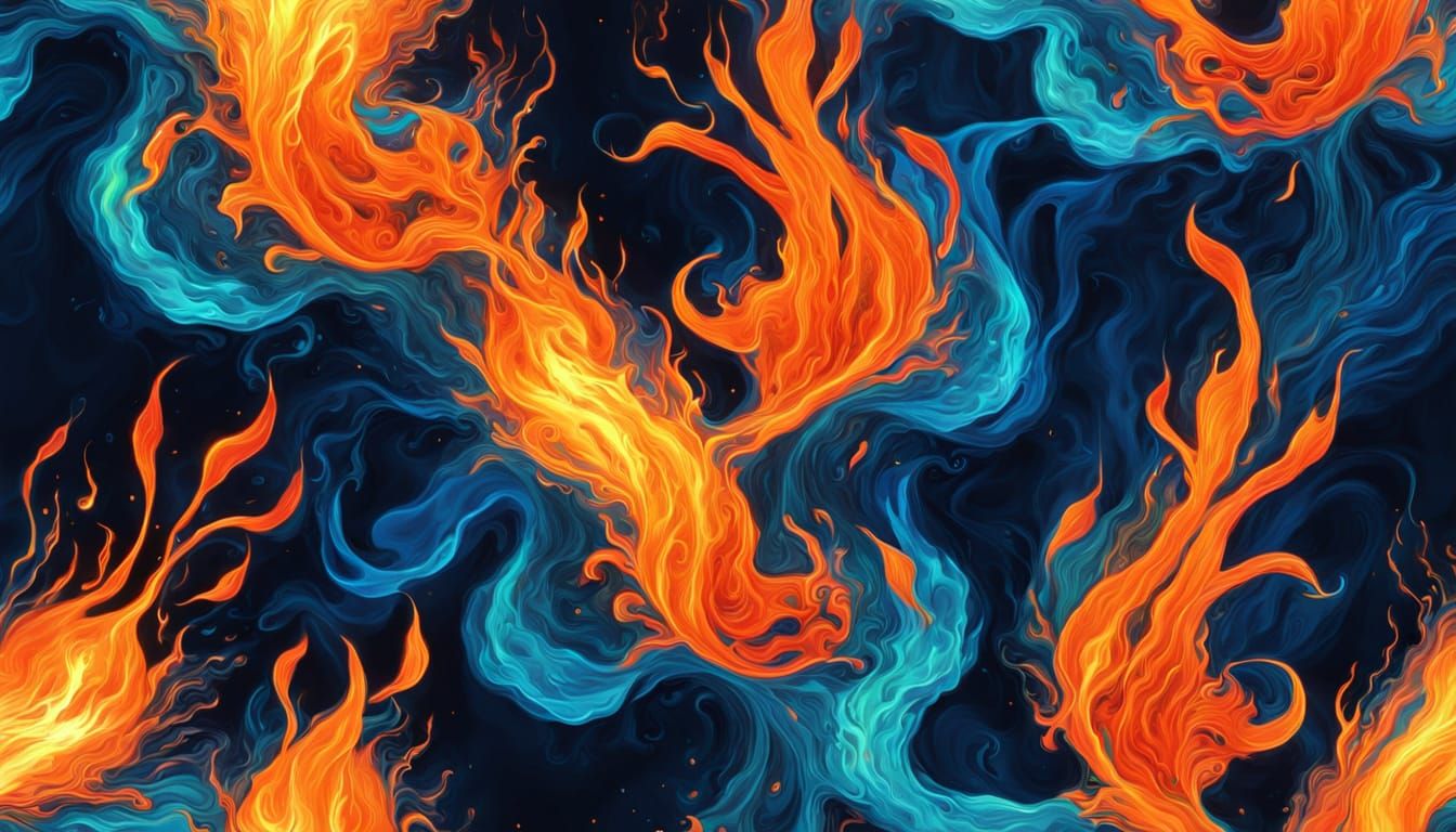 Surreal Underwater Fire Abstract Art