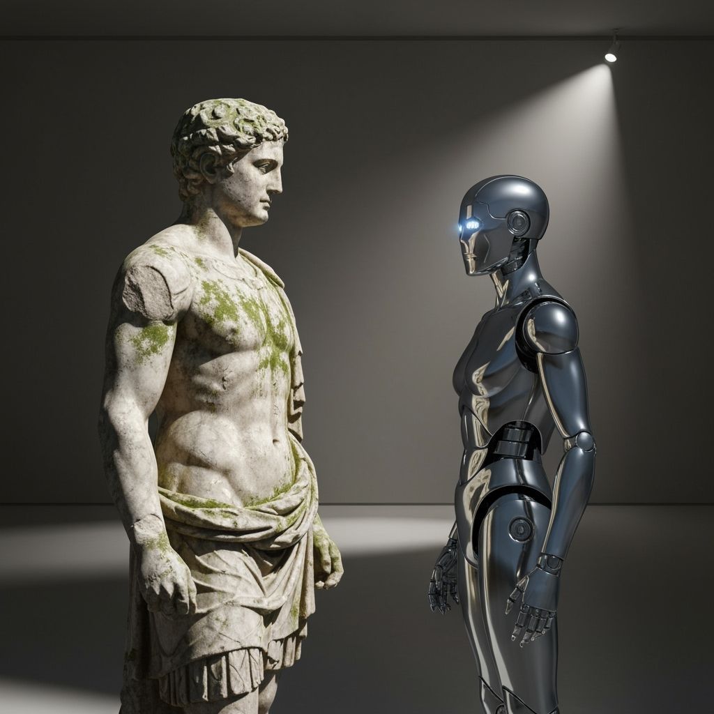 Roman Statue Meets Robot: Cinematic Digital Art