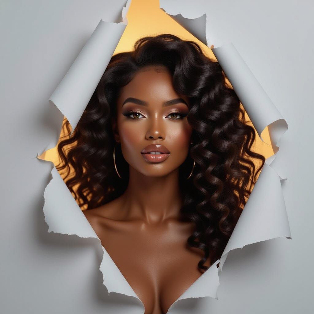 Photorealistic Portrait of Elegant Black Woman on Stage