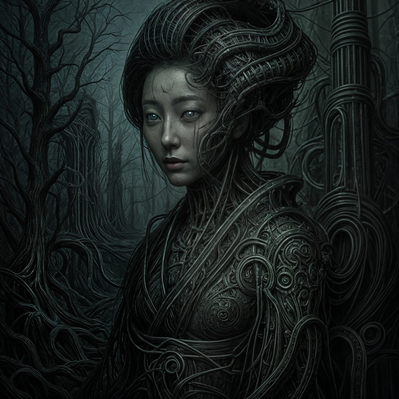 Biomechanical Japanese Woman Inspired by Giger
