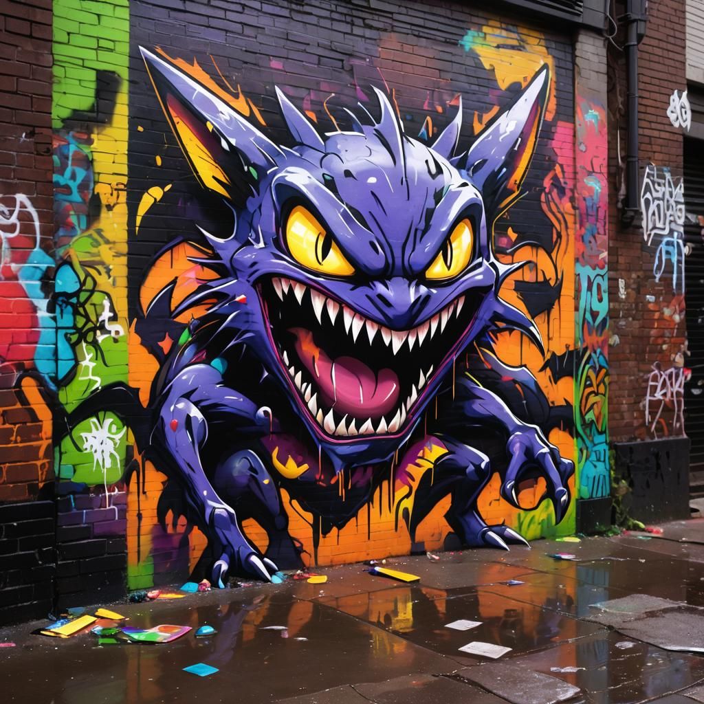 Haunter Pokemon Transformed with Venom Features as Graffiti ...