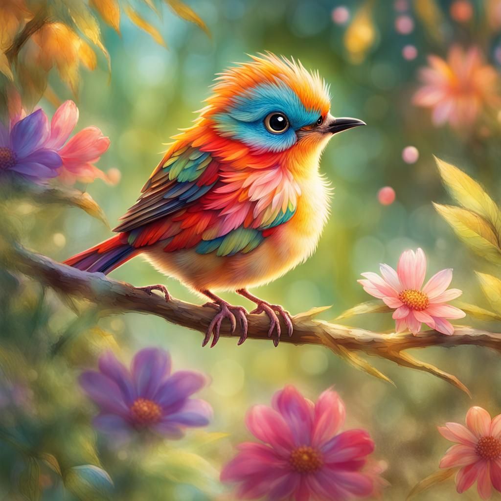 Colorful Bird Spreading Joy in Sunlit Garden
