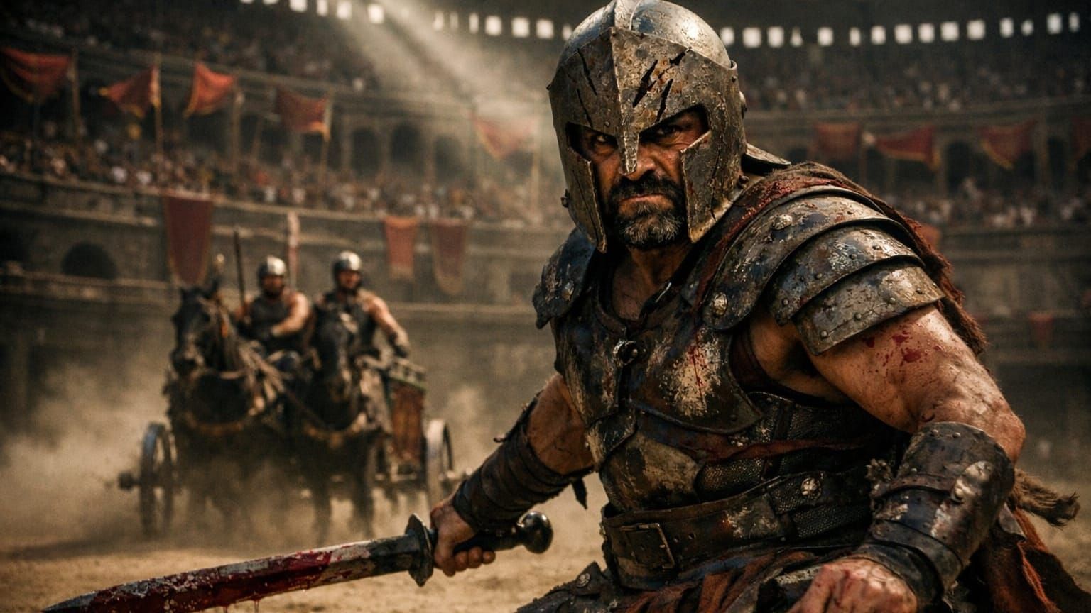 Gladiator Ready for Battle in Colosseum