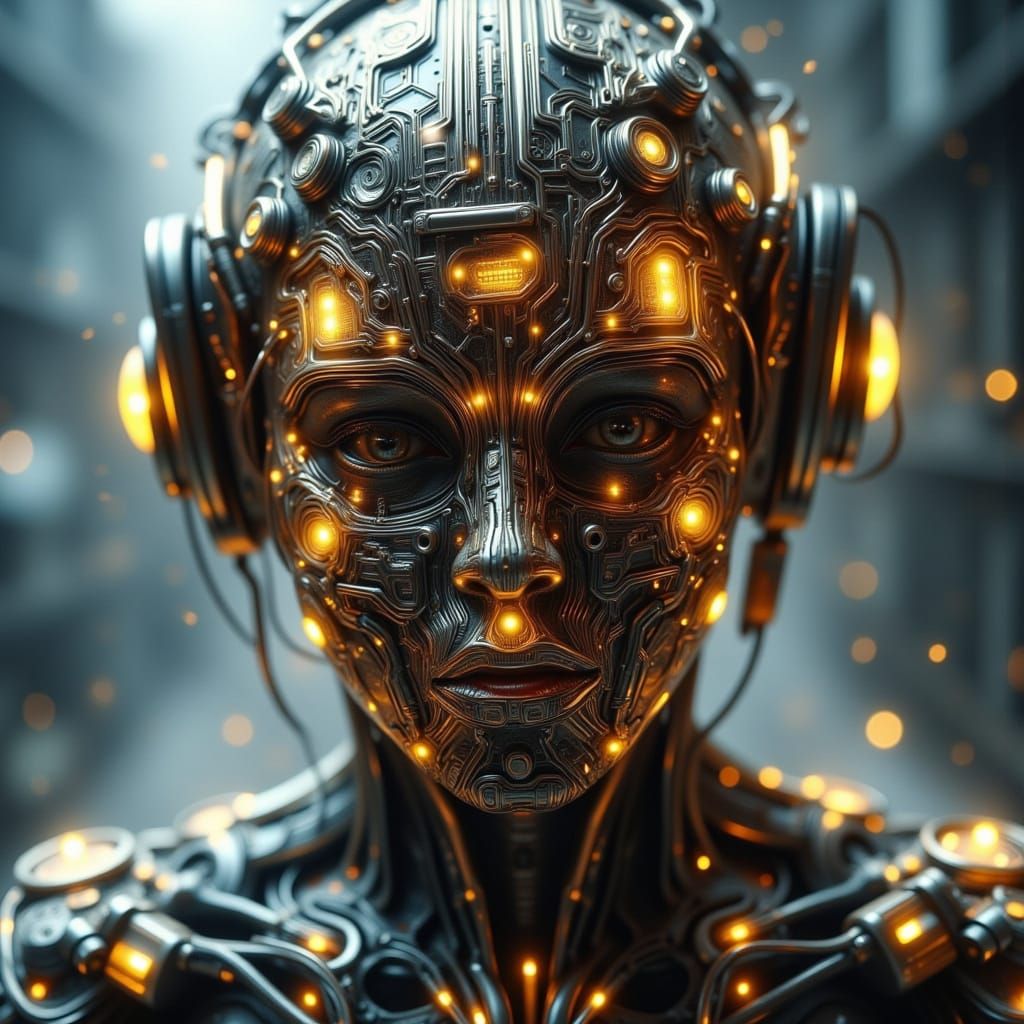 Intricate Cybernetic Circuitry with Sci-Fi Elements