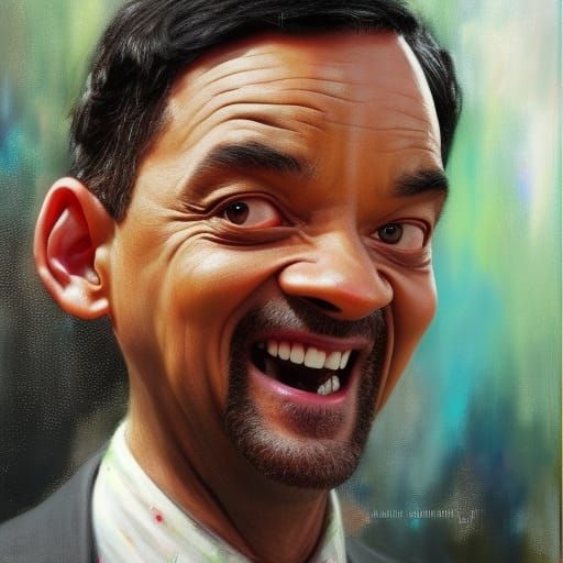 Mr. Bean Will Smith Hybrid as Oil Painting