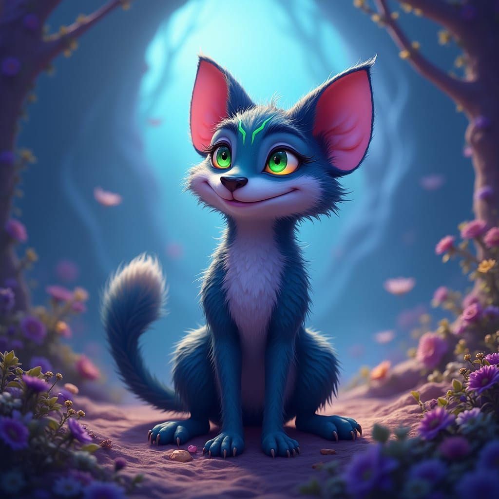 Mischief Mutt: Whimsical Unwanted Mascot in Dreamlike Fantas...