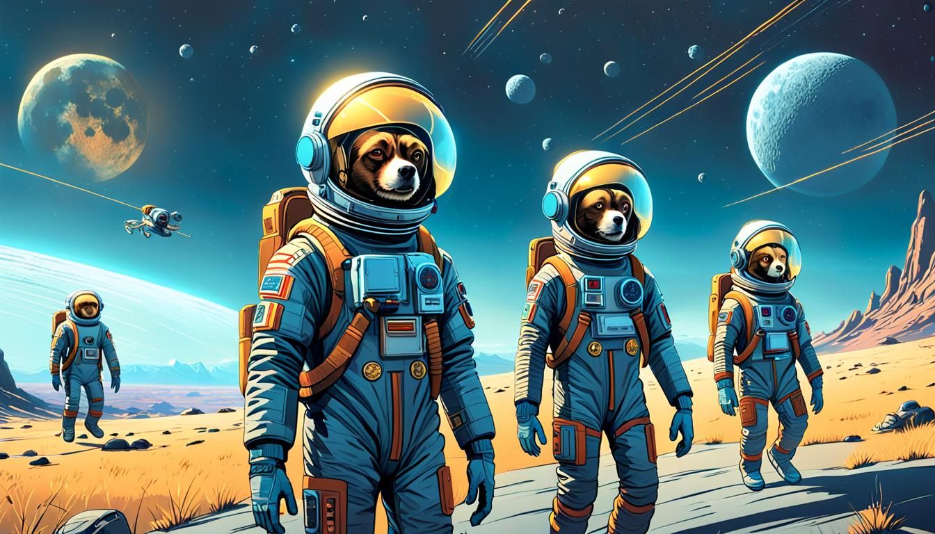 Children and Animals in Spacesuits: Futuristic Concept Art
