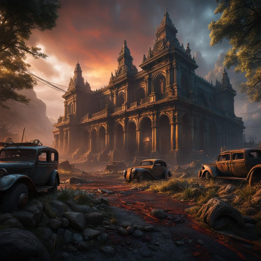 Detailed Zombie Apocalypse Matte Painting