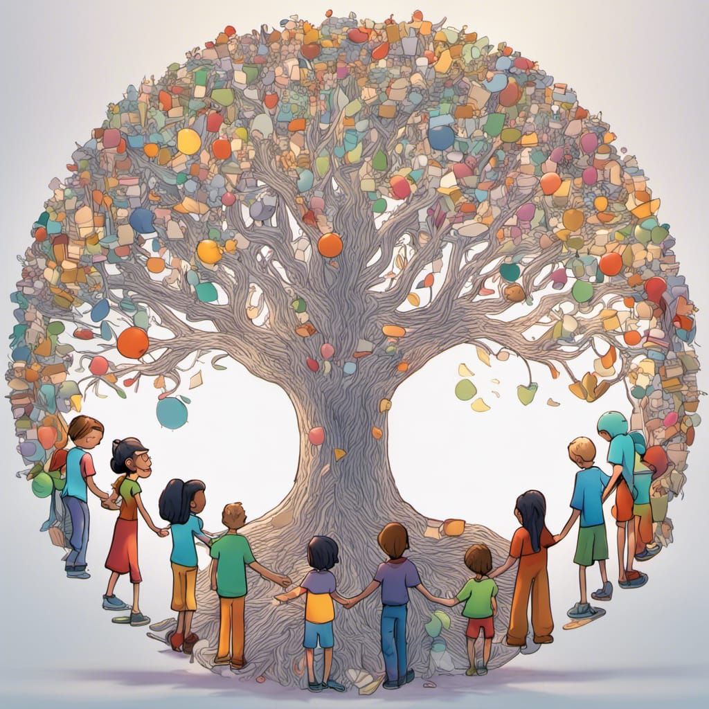 Family and Friends Around the Giving Tree: 3D Art