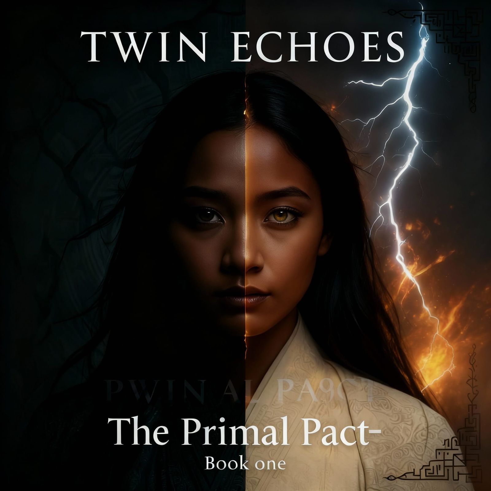 Epic Cinematic Book Cover with Geometric and Mystical Design...