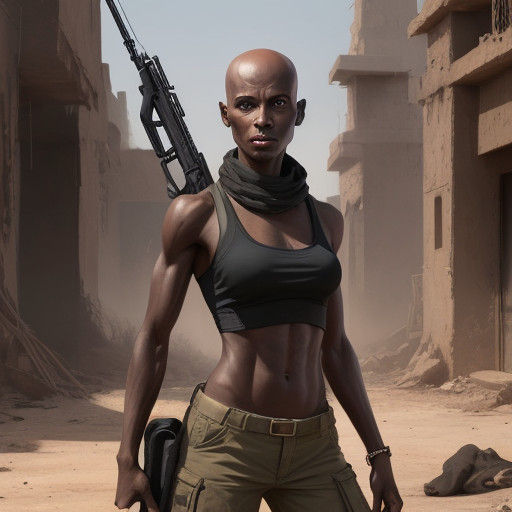 Sudanese Sniperess in Moody Cinematic Lighting