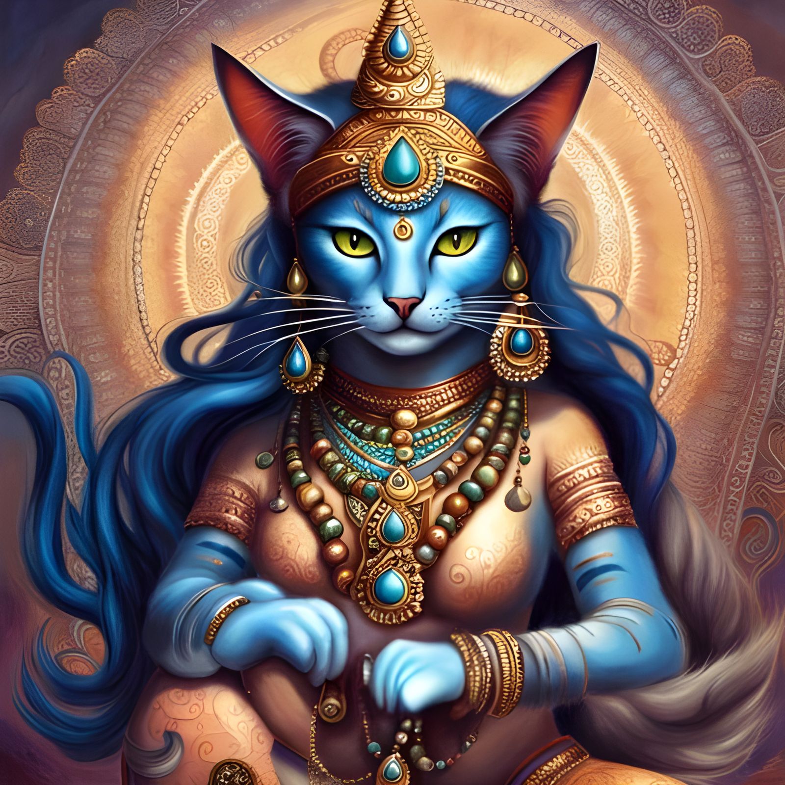 Blue Fur Cat Generated by AI